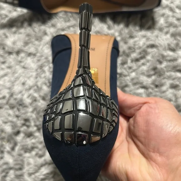 Women's Black Pumps with Silver Accents - Picture 4 of 8